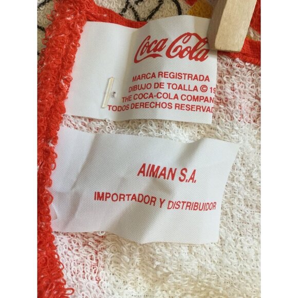 Vintage 90s Coca Cola towel picnic scene hand golf sports workout - Picture 7 of 8